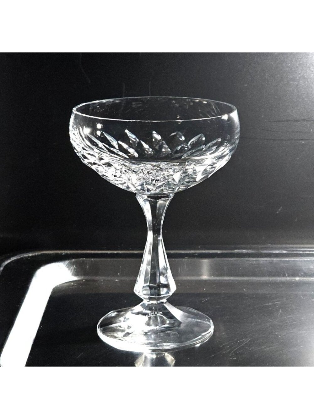 Schott Zwiesel Volterra Champagne Coupe Glass 1980s cut crystal vintage elegance